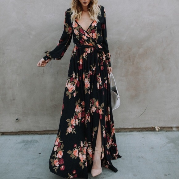 long sleeve diana maxi dress